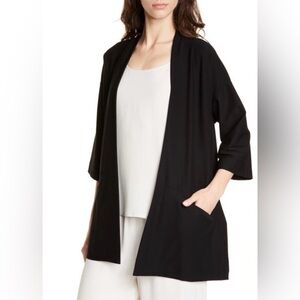 Eileen Fisher Washable Stretch Crepe Black Kimono Jacket Size PL/ PG